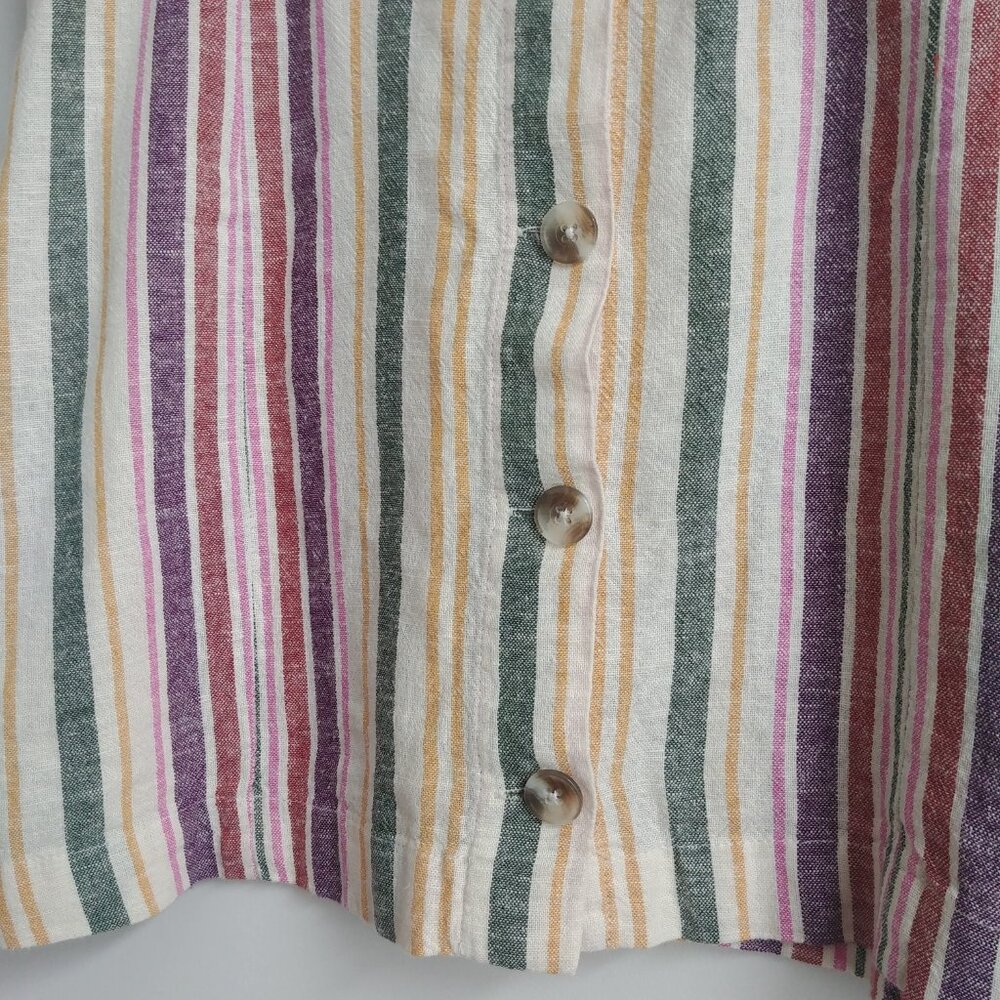 Abound thick linen blend paperbag waist button front striped short skirt Medium - Picture 2 of 10